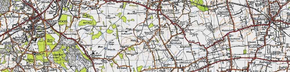 Old map of Little Burstead in 1946
