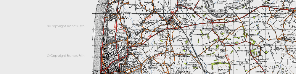 Old map of Little Carleton in 1947