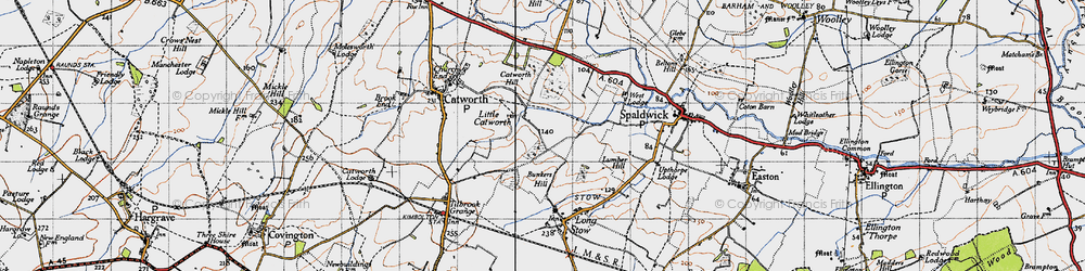 Old map of Little Catworth in 1946