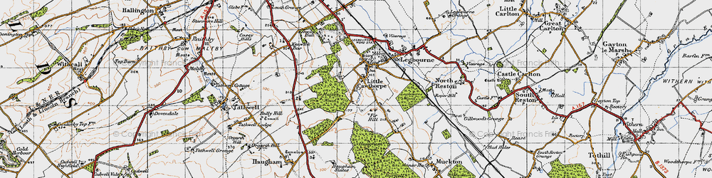 Old map of Little Cawthorpe in 1946