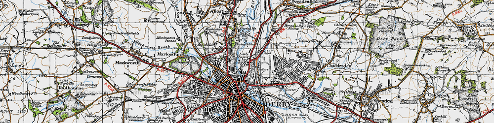 Old map of Little Chester in 1946