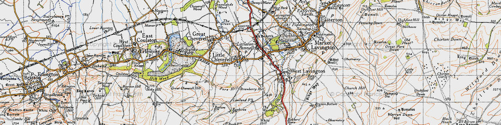 Old map of Little Cheverell in 1940