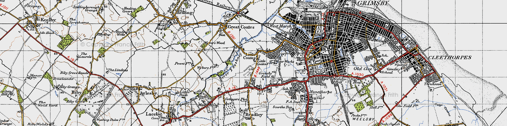 Old map of Little Coates in 1946