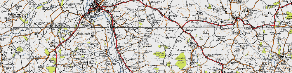Old map of Little Cornard in 1946