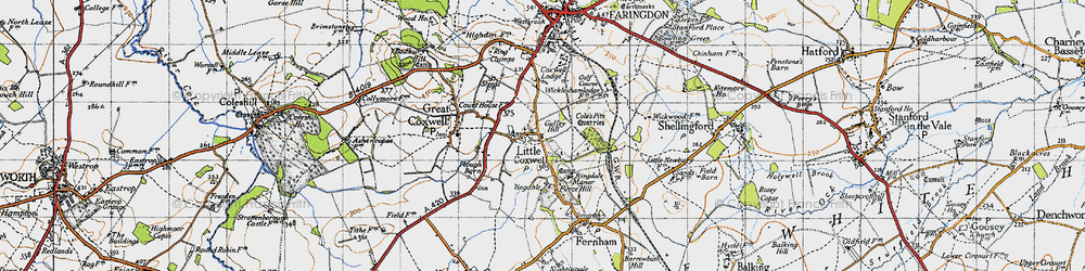 Old map of Little Coxwell in 1947