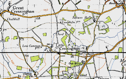 Old map of Little Cressingham in 1946