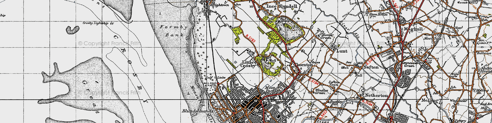 Old map of Little Crosby in 1947
