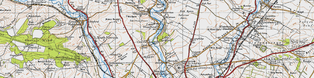 Old map of Little Durnford in 1940