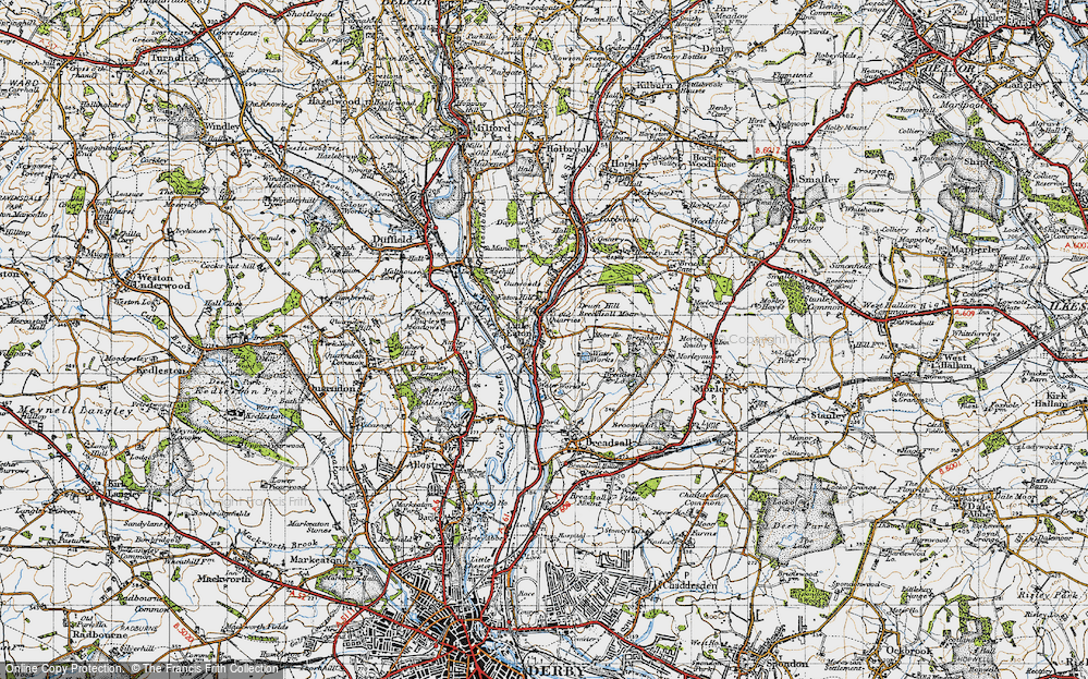 Old Map of Historic Map covering Burley Hill in 1946