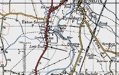 Old map of Wyboston Leisure Park in 1946