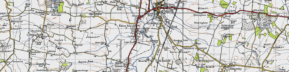 Old map of Wyboston Leisure Park in 1946
