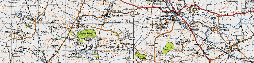 Old map of Everdon Hall in 1946