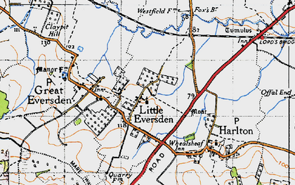 Old map of Little Eversden in 1946