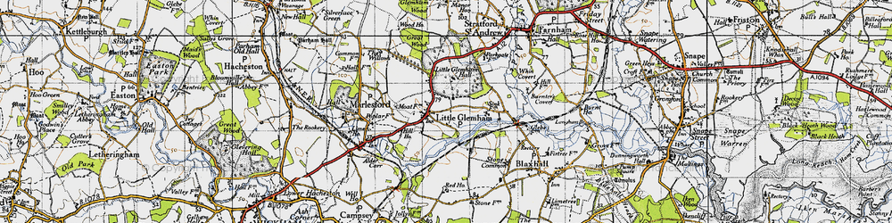 Old map of Little Glemham in 1946
