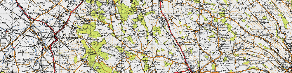 Old map of Little Hampden in 1947