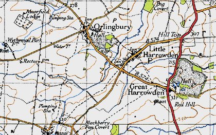 Old map of Little Harrowden in 1946