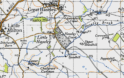Old map of Little Haseley in 1947