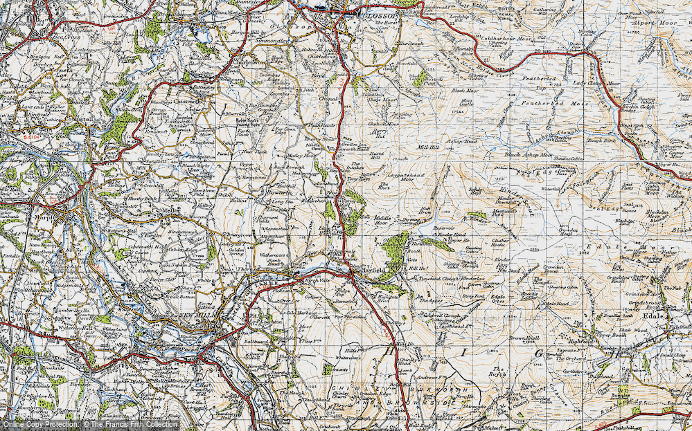 Old Map of Little Hayfield, 1947 in 1947