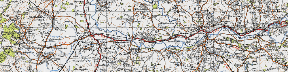Old map of Little Hereford in 1947