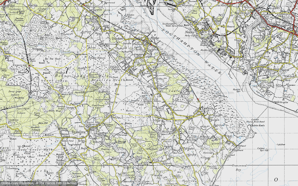 Old Map of Historic Map covering Holbury Purlieu in 1945