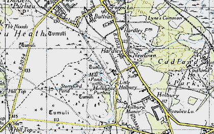 Old map of Little Holbury in 1945