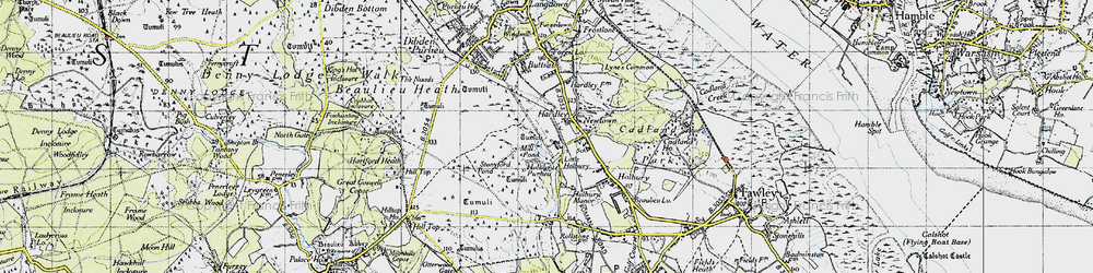 Old map of Little Holbury in 1945
