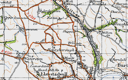 Old map of Little Honeyborough in 1946