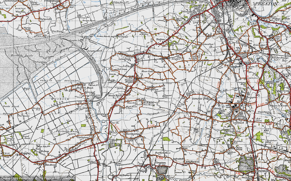 Old Map of Little Hoole Moss Houses, 1947 in 1947