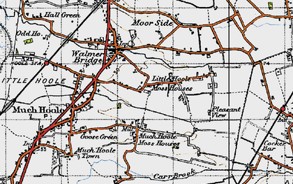 Old map of Little Hoole Moss Houses in 1947