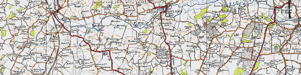 Old map of Little Horkesley in 1945