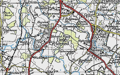 Old map of Little Horsted in 1940