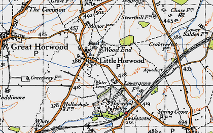 Old map of Little Horwood in 1946