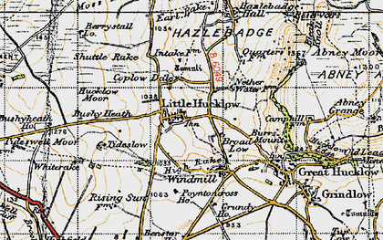 Old map of Tideswell Moor in 1947