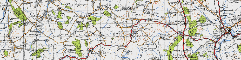 Old map of Little Inkberrow in 1947