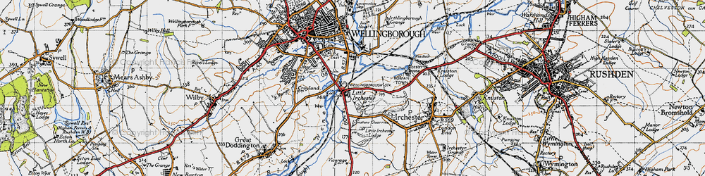 Old map of Little Irchester in 1946