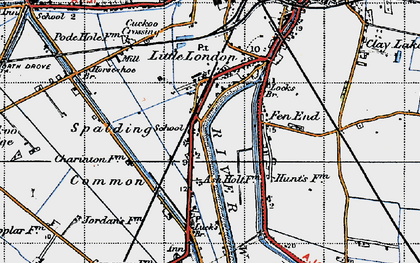 Old map of Spalding Common in 1946