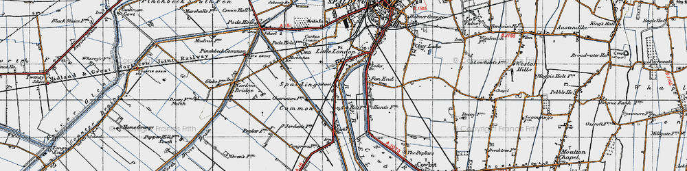 Old map of Spalding Common in 1946