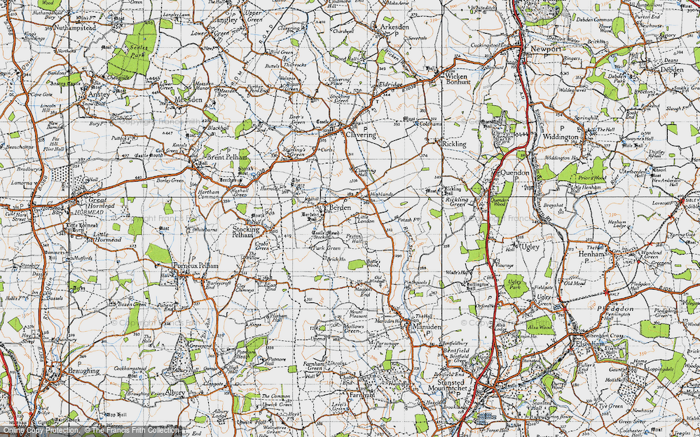 Old Map of Historic Map covering River Stort in 1946