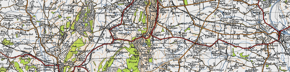 Old map of Little Malvern in 1947