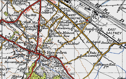 Old map of Little Mancot in 1947