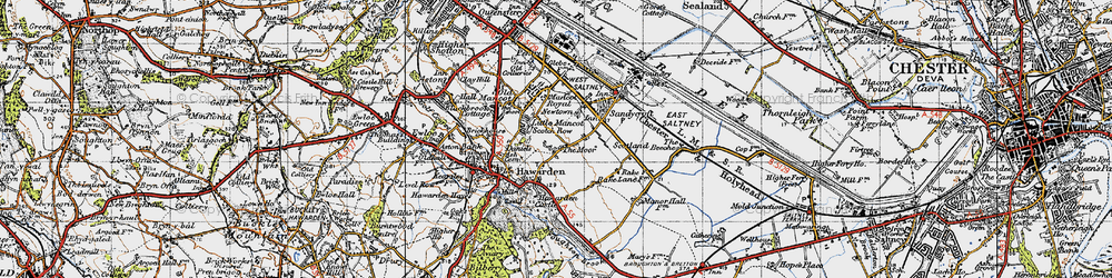 Old map of Little Mancot in 1947