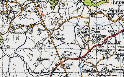 Old map of Preston Cross in 1947