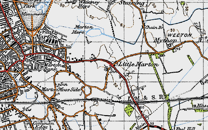 Old map of Little Marton in 1947
