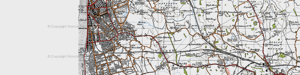 Old map of Little Marton in 1947