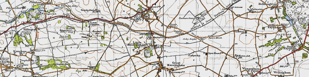 Old map of Little Massingham in 1946