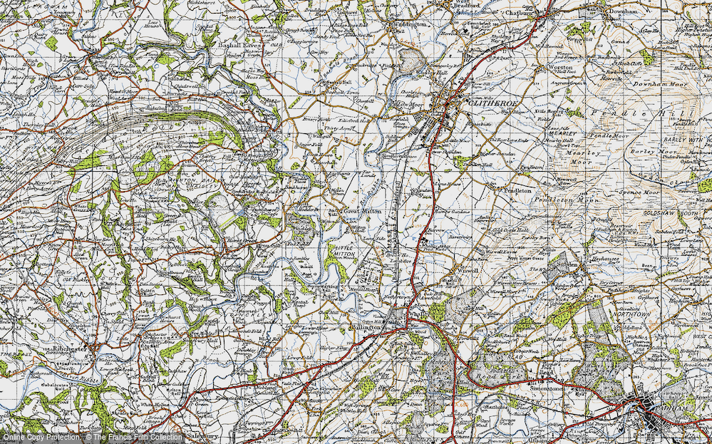 Old Map of Little Mitton, 1947 in 1947