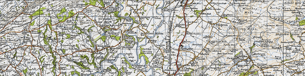 Old map of Little Mitton in 1947