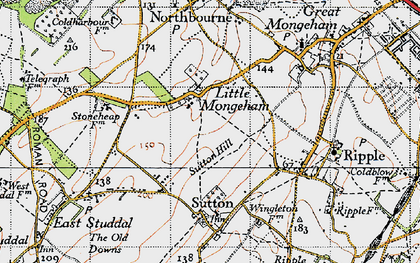 Old map of Little Mongeham in 1947