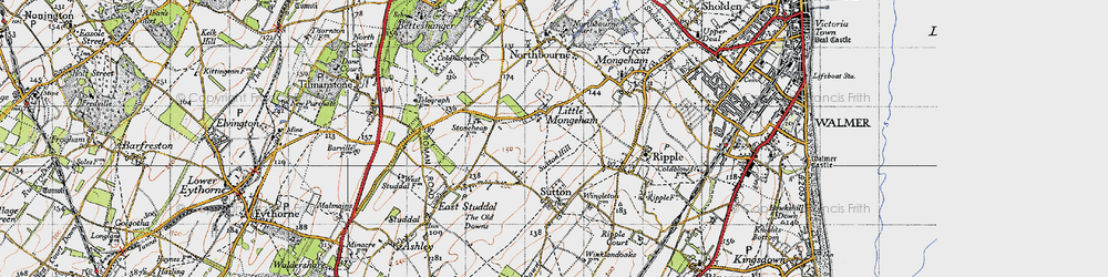 Old map of Little Mongeham in 1947