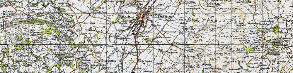Old map of Little Moor in 1947
